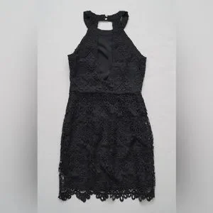 v neck halter dress mini Delaney Halter Mini Dress - White and Black, Large | Hazel and Olive main image 0